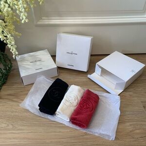 CHANEL Trio Logo Headbands in Black, Cream & Red